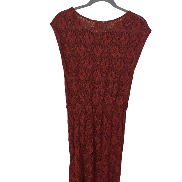 Warehouse Red Sheer Floral Lace Midi Dress UK 8 / US 4 festival bohemian boho - Picture 12 of 15